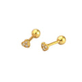 Jietao 925 Silver Jewelry Hypoallergenic Small Screw Back Helix Trio 3 CZ Crystal Stone Sparkly Tiny Heart Stud Earrings