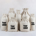 Spot Round Bottom Natural Cotton Linen Drawstring Pocket Rice Candy Canvas Packaging Bag with Custom Printed Logo