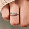 Huitan OEM Wholesale Simple Style Cubic Zirconia Finger Opening Rings for Wedding Engagement Party Silver Plated Rings for Women