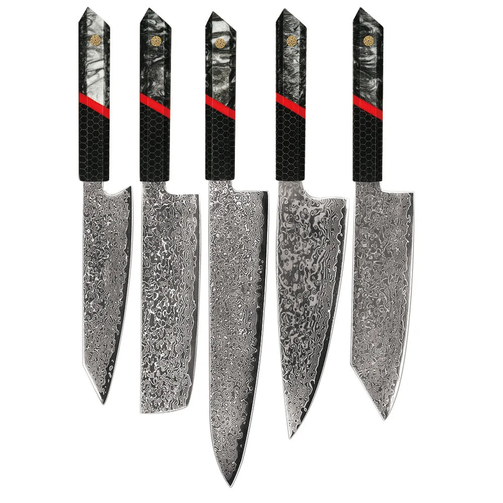 5 Pcs Kitchen Knife Set with Honey Comb Aluminum Mesh and Resin Handle