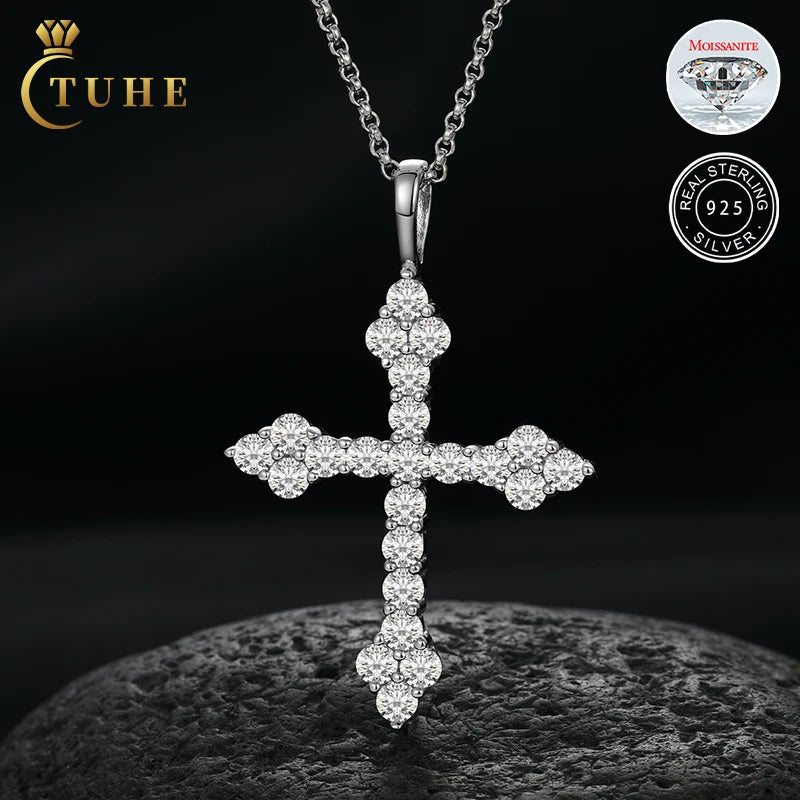 Bling Bling VVSD Color Diamond Moissanite Cross Pendant 925 Sterling Silver Moissanite Hip Hop Jewelry Ice Out Charm Pendant