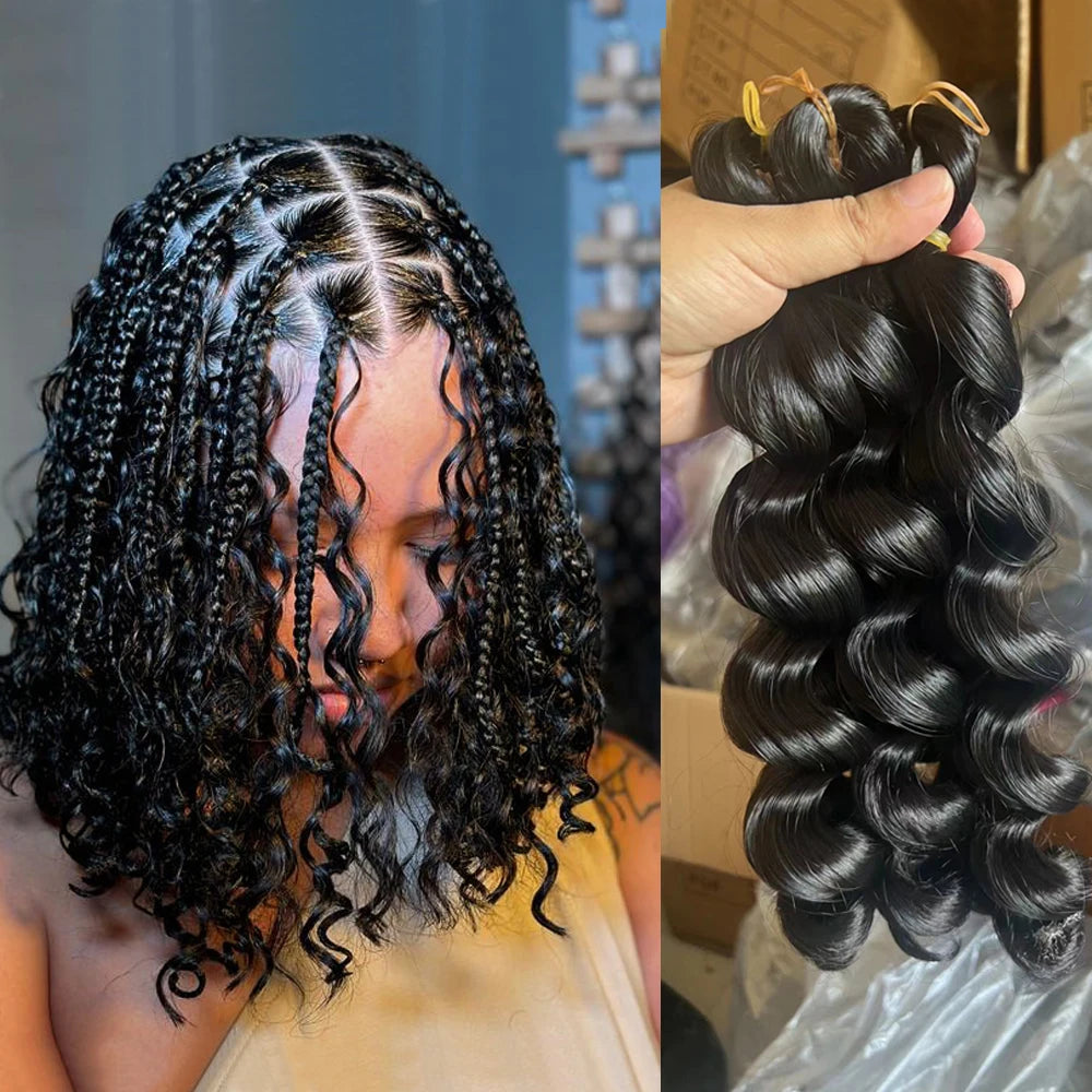 Italian Curl Synthetic Crochet Hair for Black Women Short Bob Boho Hairstyle with French Loose Curl Box Braiding