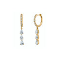 CANNERS925 Sterling Silver with 3 Waterdrop Zircon Pear Shape Diamond Long Drop Earrings