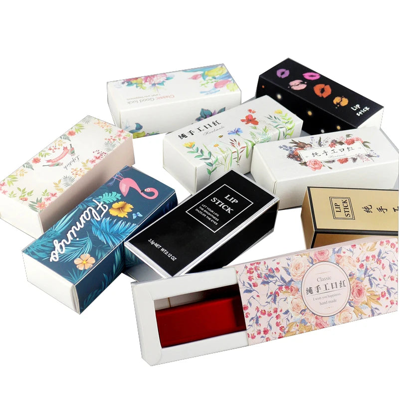 Logo Custom Cosmetic Paper Lipstick Makeup Packaging Slide Drawer Recyclable Environmental Folders