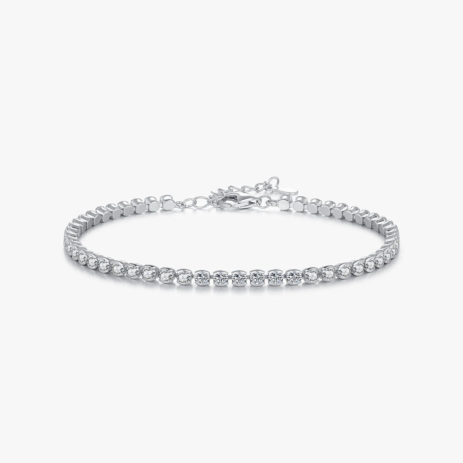 Real 925 Sterling Silver Fashion Sparkling Round Clear CZ Tennis Bracelet for Women Party Fine Jewelry Accessories