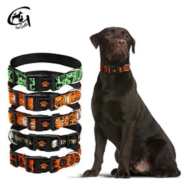 Hallowmas Private Label Custom High Quality Nylon Cloth Plastic Dog Collar Designers Adjustable Buckle Bulk Pet Training Luxury