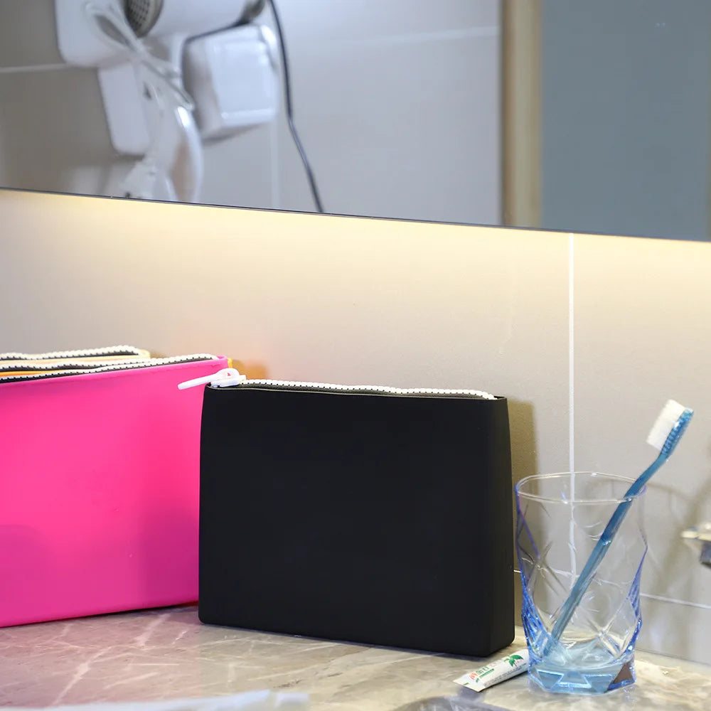 Lady Silicone Zipper Pouch Makeup Bag Cosmetic Bag Travel Organizer Toilet Wash Beauty Toilet Bag Silicon