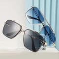 2026 Fashion Sunglasses Gafas De Sol Double-Beam Cutting Gold Metal Oversized Frame Men Sunglasses