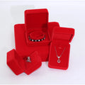 Square Red Velvet Jewelry Box Gift Set for Rings Necklaces Bangles Bracelets Packaging for Various Jewelry Pieces