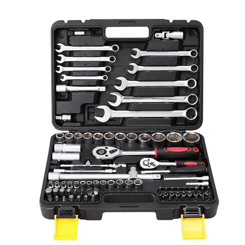 82pcs Professional Tools Kit Box Case Combo Package Wrench Socket Tool Sets