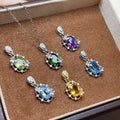 Hot Popular 925 Sterling Silver Natural Gemstone Hip Hop Fashion Women Pendant Necklace Charm Wholesale