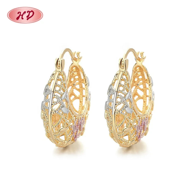 HD Brass Earrings Zircon Women'S Hoop Hook Huggie Earrings Wholesale Colorful Pattern Fashion Jewelry for Women