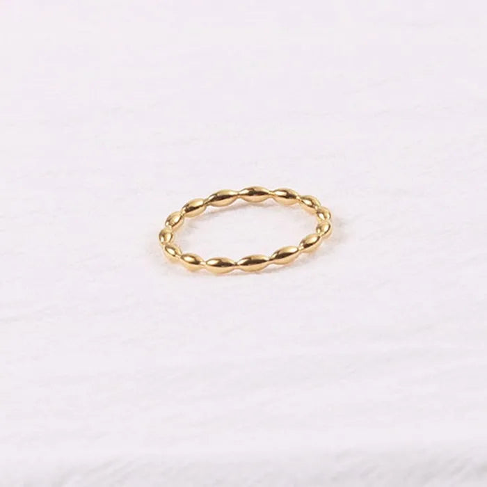 Cheap Women Jewelry 18k Gold Plated Stainless Steel Dainty Simple Oval Ball Ring