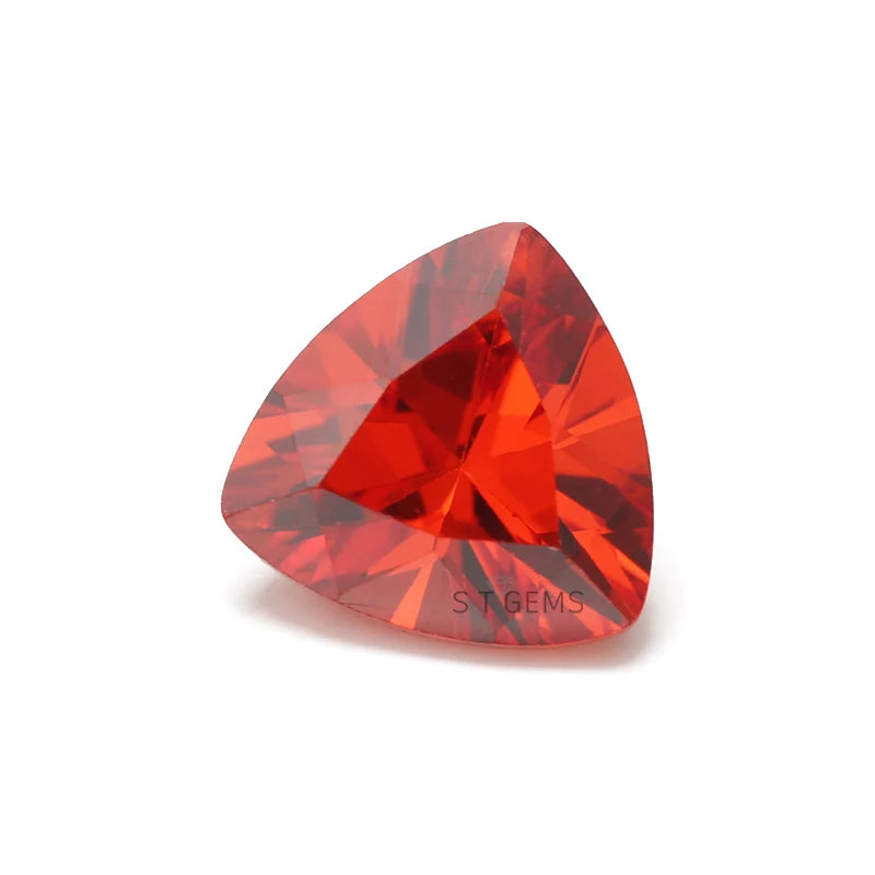 Fashion CZ Gemstone Orange Red Triangle 10mm Cubic Zirconia Stones for Women Ring Jewelry