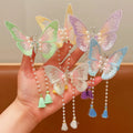 Summer Embroidery Children's Hair Clip Princess Butterfly Fringe Side Clip Stylish Simple Hair Accessories
