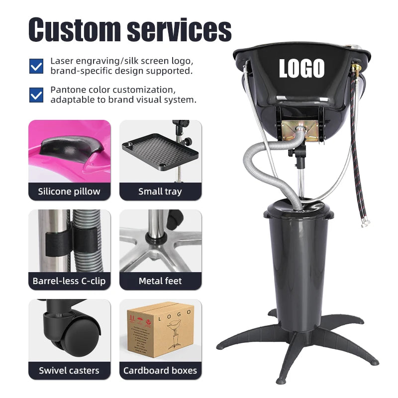 Wholesale Factory Hair Washing Basin Adjustable Salon Shampoo Bowl with Metal Shower Head Sprayer Hose Hair Washing Sink