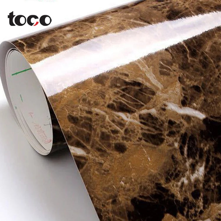 Toco Furniture Sticker Modern Design Self-Adhesive Wallpaper PVC Wood Grain Wall Paper Decorative & Explosion-Proo