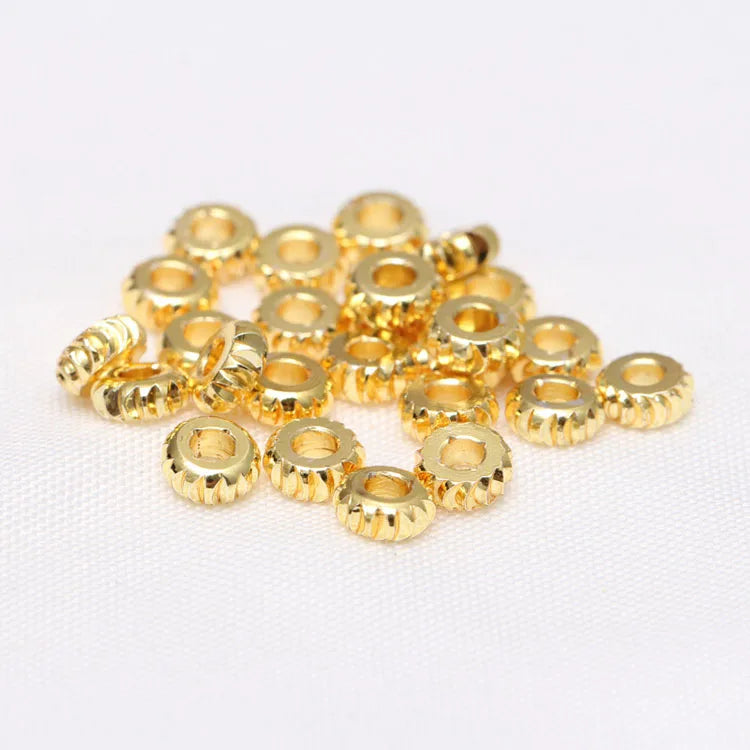 JS1867 18k Gold Silver Plated Rondelle Roundel Abacus Disc Gear Tyre Spacer Beads for Bracelet Necklace Earring Jewelry Making