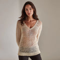 High Quality Women's Open-Knit V-Neck Pullover Boho Chic Print Long Loose Style with Embroidered Pattern Soft Top Custom Logo