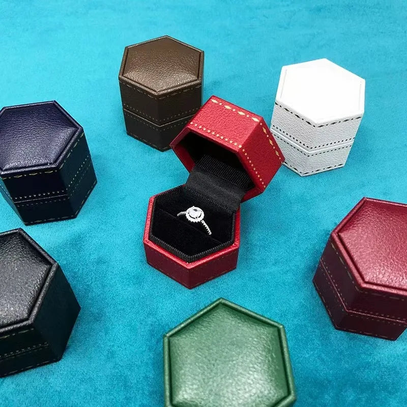 A1 Pu Leather Paper Jewelry Box Diamond Pearl Gold Ring Jewelry Box Ring Storage Wholesale Pink Velvet Single Ring Box