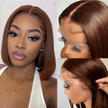 RTS 10A Brazilian Brown Bob With 13*4 Frontal 200% Density  Short Bob Human Hair Wigs for Women
