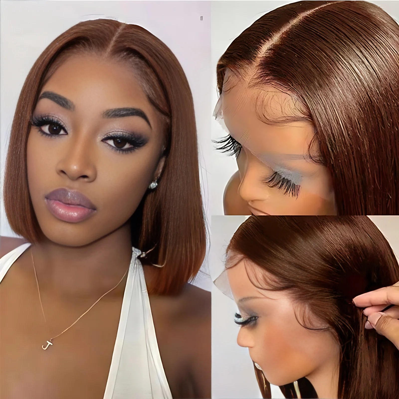 RTS 10A Brazilian Brown Bob With 13*4 Frontal 200% Density  Short Bob Human Hair Wigs for Women