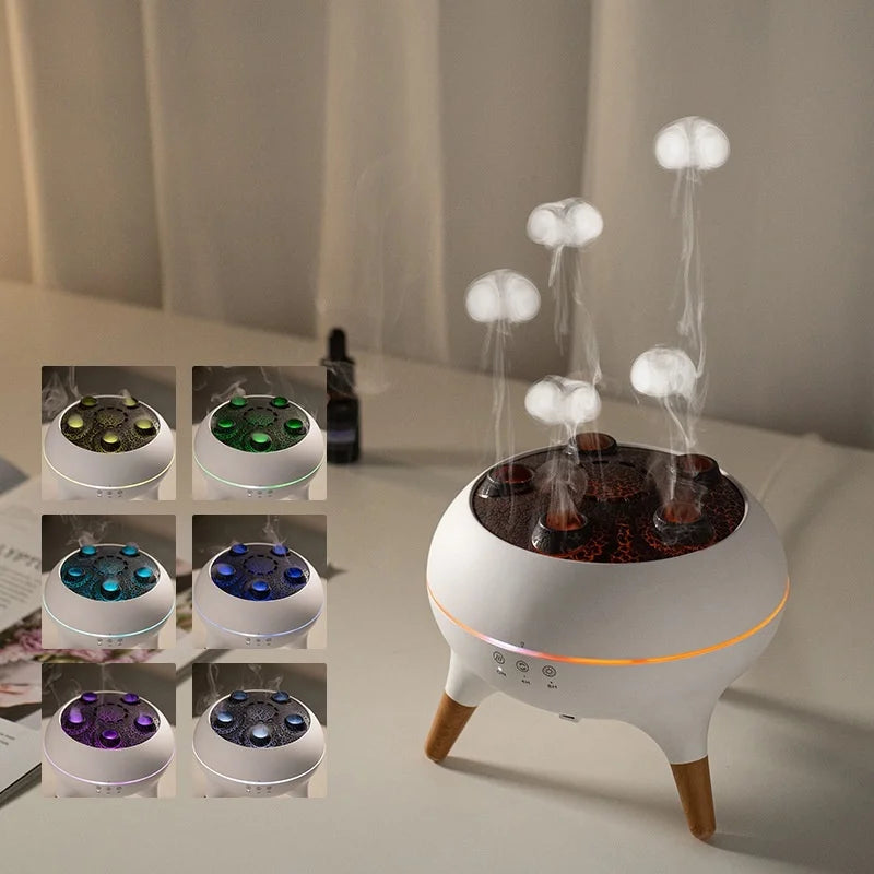 Winter New Room Air Humidifiers 250Ml Portable Ultrasonic Dynamic Jellyfish Scent Air Aroma Diffuser With Remote
