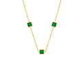 18k Stainless Steel Clavicle Chain Simple Temperament square Green Crystal Zircon Necklace