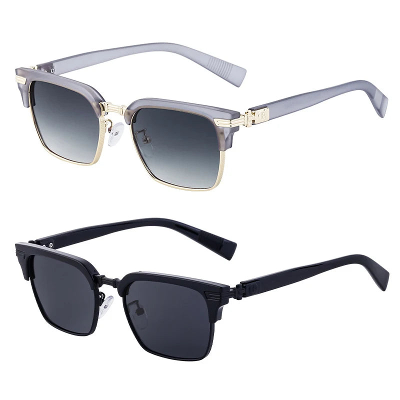 Retro Sunglasses Women Outdoor Sun Shades Eye Glasses Custom Logo Fashion Square Metal Frame Double Beam Designer Sunglasses Men