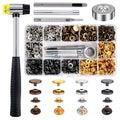 120 Set Snap Fasteners Kit for Leather 12mm Metal Button Snaps Press Studs With 4 Setter Tools 1 Hammer 4 Color Leather Snaps