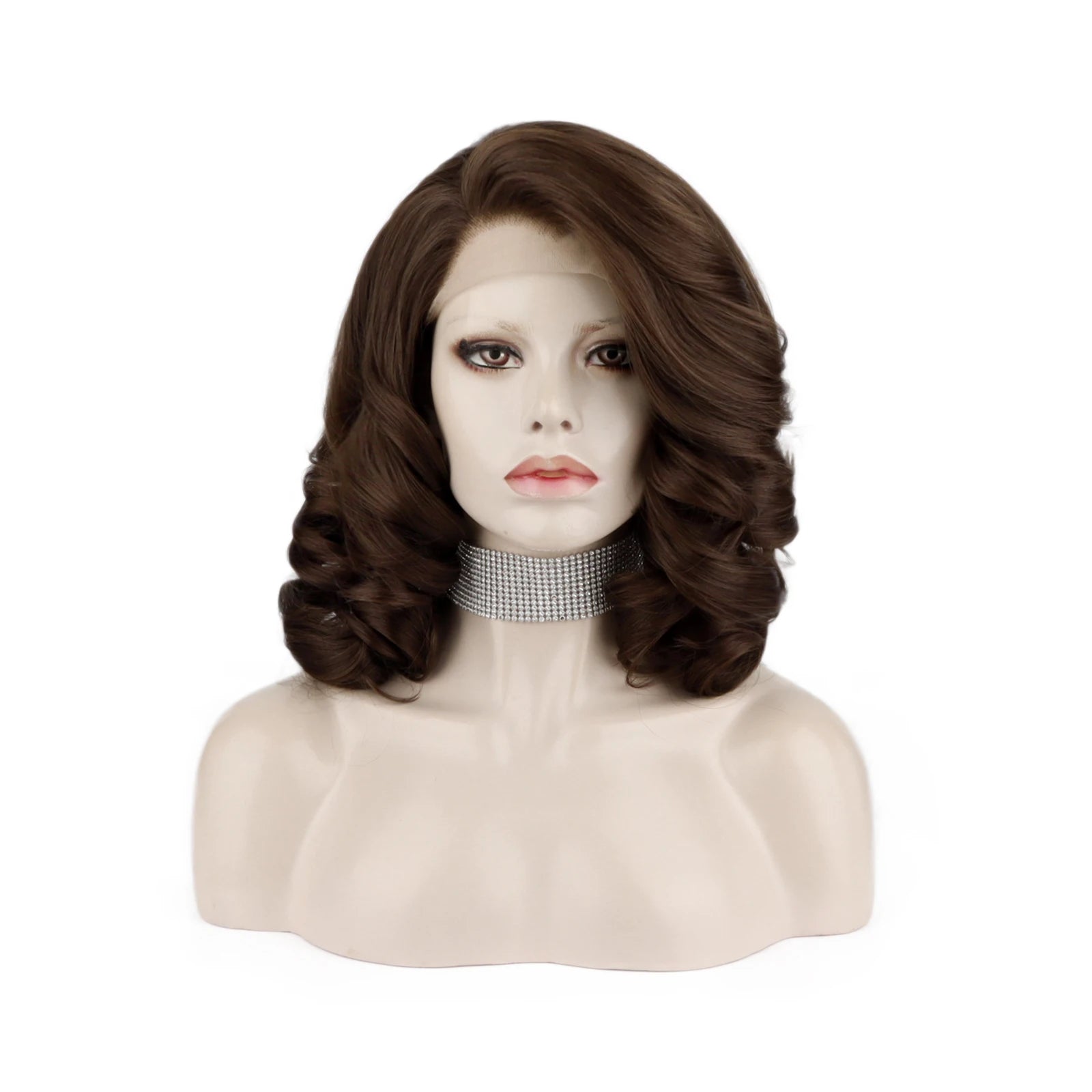 Celebrity 16inch Short bob Cut Brown  Hair  Matte Heat Resistant Fiber Latest Synthetic Wigs Vendor