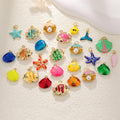 Enamel Sea Animals Charms Starfish Conch Fish Shell Pendants for DIY Earrings Bracelet Jewelry Making Brass Charm