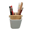 Multipurpose Bamboo Wood Desktop Home TV Remote Control Storage Holder  Office Pens Pencil Holder Cup with Compartments