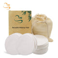 Zero Waste 8cm Soft Bamboo Cotton Makeup Remover Pads Laundry Bag Set Reusable Wholesale Cosmetic Facial Cotton Pad