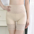 Women's High-Rise Thin Safety Shorts Anti-Chafing Breathable Underwear Summer Belly Control Shapewear Bikini Solid Knitted Nylon
