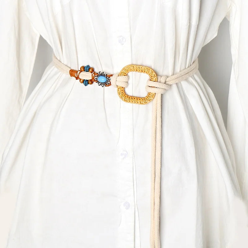 New Ethnic Wind Accessories Vintage Casual Woven Waist Chain Cotton Rope Belt