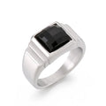 KALEN Vintage Gemstone Ring Stainless Steel Black Natural Stone Rings for Men