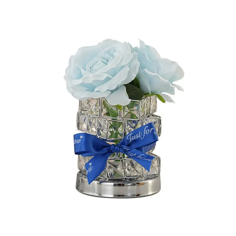 Rechargeable Cordless Valentine Rose Crystal Table Lamp 3 Color Bedroom & Living Room Decor Novelty Gift