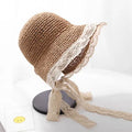 Breathable Lace Cap Bow Beach Outdoor Sun Hat Summer Children's Straw Floppy Wide Brim Baby Girls Travel Sunshade Hat