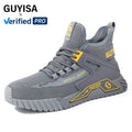 GUYISA  Gray Fashion Safety Shoes Outdoor Sports Steel Toe Anti-smash Breathable Work Boot