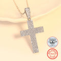 Dropshipping Hot Sale Iced Out 925 Sterling Silver Full VVS Moissanite Diamond Cross Pendant Necklace for Men Women