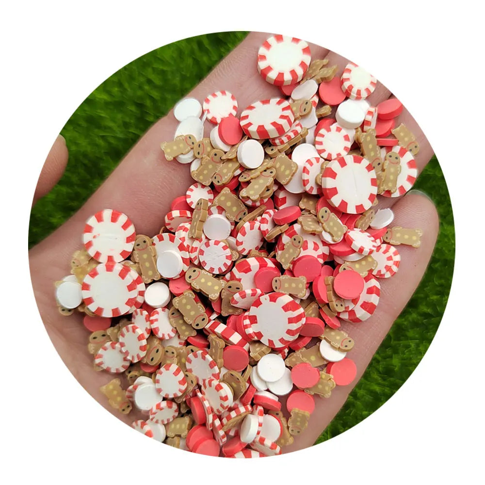 Christmas Gift Tiny Gingerbread Man Polymer Clay Slices Xmas Party Slime Filling Accessories Nail Craft