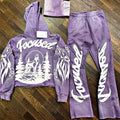 Manufacturer Custom 100% Cotton Terry Knitted Silk Screen Printed Autumn Streetwear Sun Faded 2 Pieces Seamless Fusing Set Men