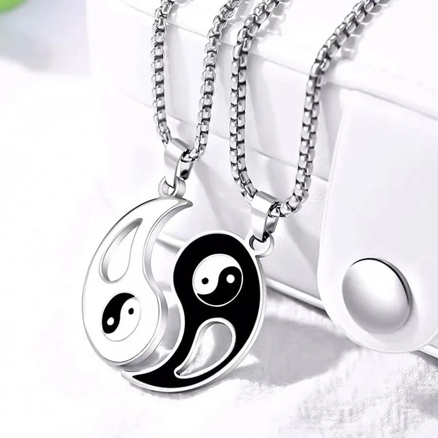 2026 Wholesale INS Tai Ji  Tai Chi Yin Yang Pendant Couple Stainless Steel Necklace