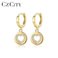 CZCITY Wholesale White Gold Square Trendy 925 18K Plated Wedding Sterling Silver Stud for Woman Fashion Jewelry Earring