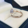 2026 Trend Pear Cut 0.5ct Lab Diamond Ring 14K Solid Gold - Minimalist Sculptural Dainty Wedding Band for Women - Elegant Ring