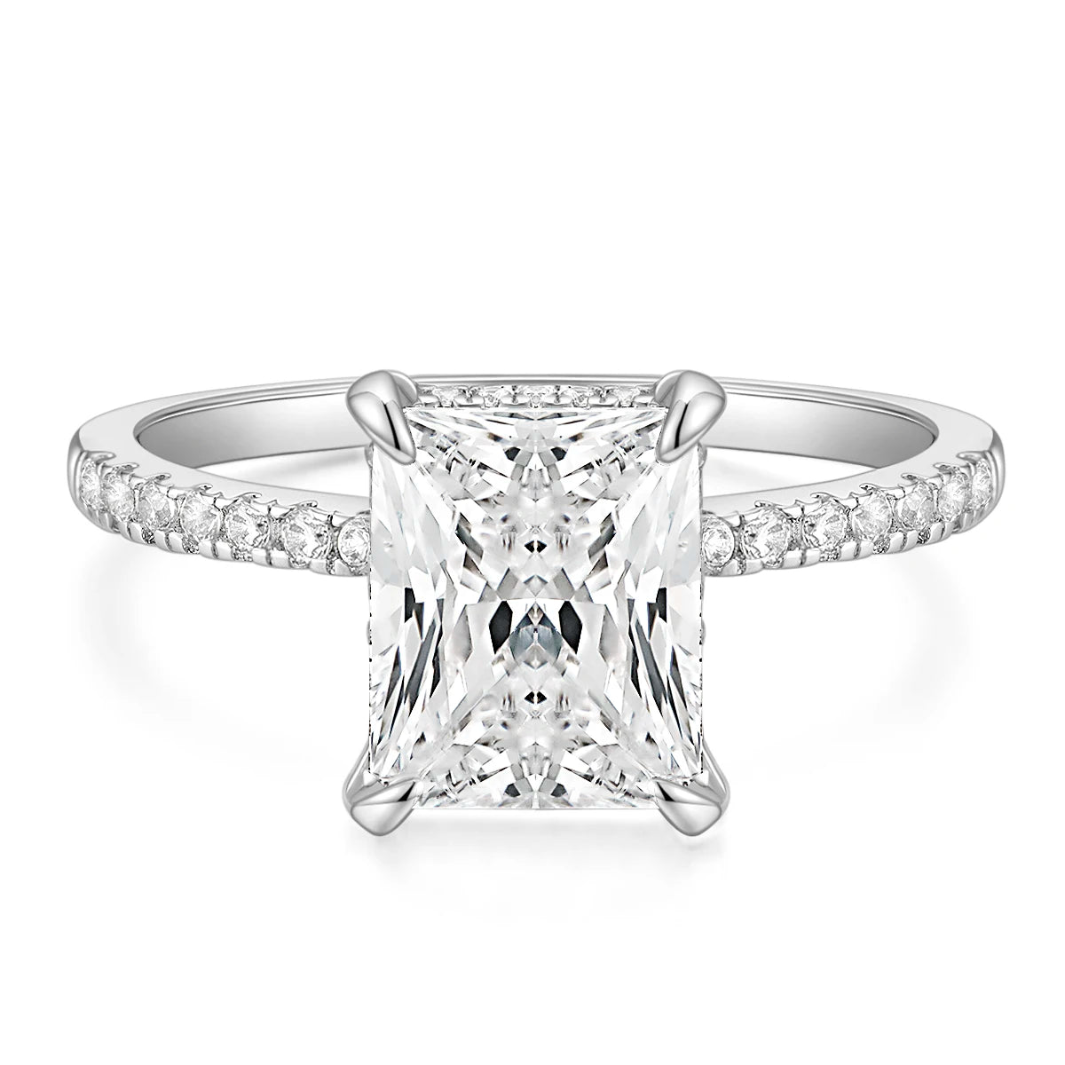 OAHLAN 4CT Radiant Cut Cubic Zirconia Classic Solitaire Promising Copper Rings for Women Engagement Wedding Gift Anniversary