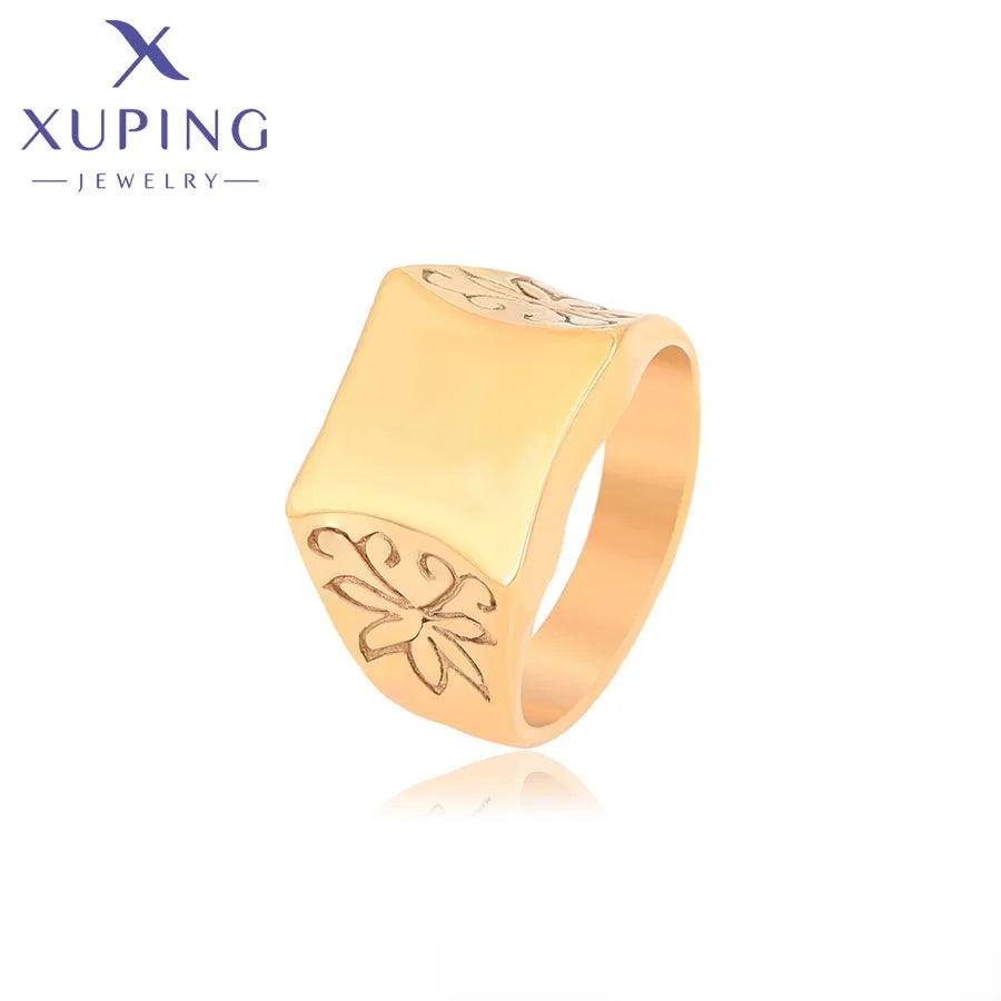 15995 XUPING JEWELRY 18K Gold Color Charming Stainless Steel Flower Neutral Custom Gold Plated Engagement Fashion Rings