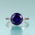 KH073 China Fine Women Jewelry Solitaire 10mm Lab Blue Sapphire Rose Gold Plating 925 Sterling Silver Engagement Ring