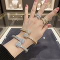Fashion Personality Unisex Hip Hop Geometric Chunky Rhodium Plated Copper baguette Zircon Bangle Bracelet Unisex Designs